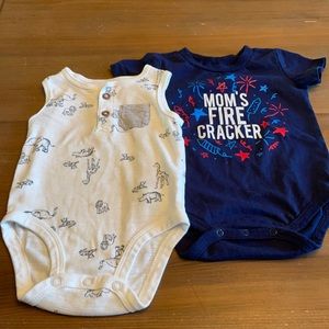 Two onesies; size 6 months